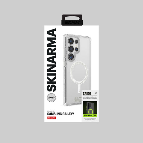 Galaxy S25 Ultra Kılıf M-safe Şarj Özellikli Şeffaf Airbag Tasarımlı Skinarma Saido Nightglow Kapak