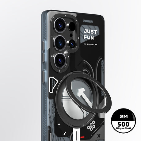 Galaxy S25 Ultra Kılıf M-safe Şarj Özellikli Youngkit 360° Standlı Starship Serisi Kapak