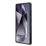 Galaxy S25 Ultra Kılıf Mercedes Benz Orjinal Lisanslı M-safe Şarj Özellikli 3D Metal Logolu Mavi Yatay Eğri Çizgili Deri Kapak