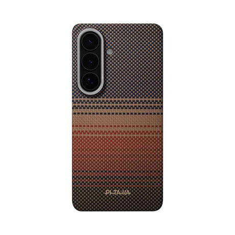 Galaxy S26 Kılıf M-safe Şarj Özellikli Aramid Karbon Fiber Pitaka Tactile Woven Sunset-Moonrise Serisi Kapak