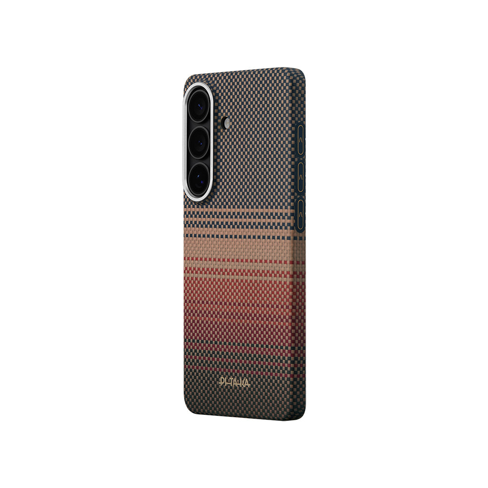 Galaxy S26 Kılıf M-safe Şarj Özellikli Aramid Karbon Fiber Pitaka Tactile Woven Sunset-Moonrise Serisi Kapak