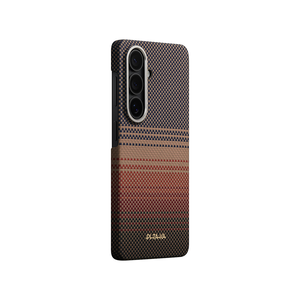 Galaxy S26 Kılıf M-safe Şarj Özellikli Aramid Karbon Fiber Pitaka Tactile Woven Sunset-Moonrise Serisi Kapak