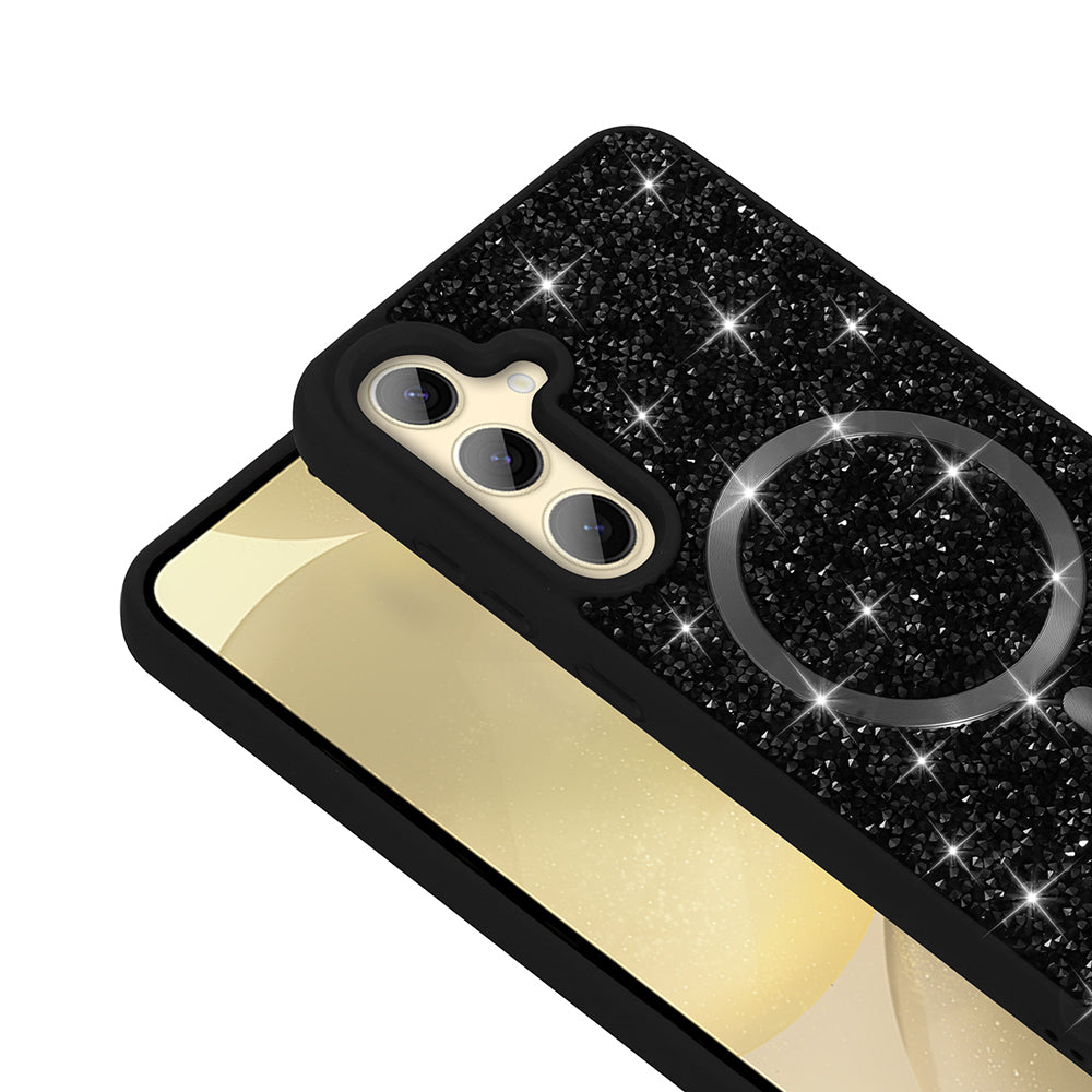 Galaxy S26 Kılıf Pırlanta Tasarımlı M-safe Şarj Özellikli Zore Mozaik Silikon Kapak