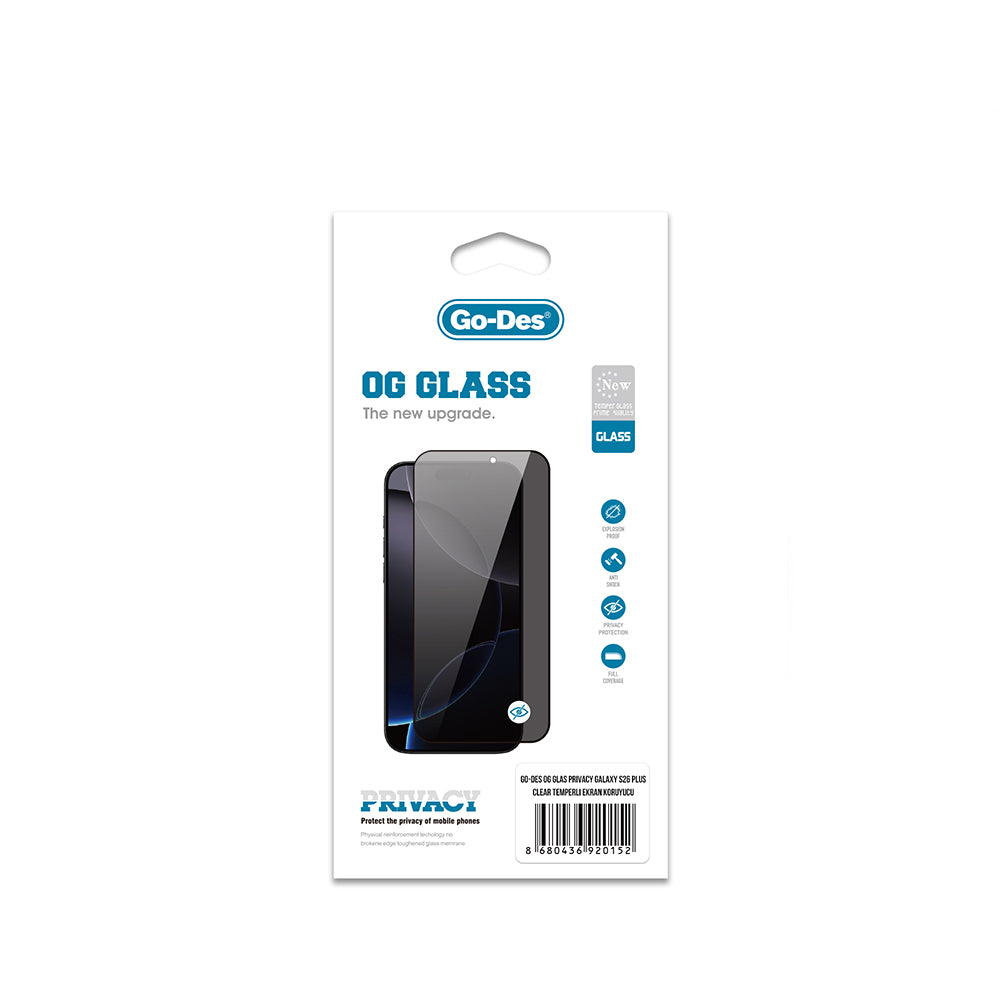 Galaxy S26 Plus Go Des OG Glass Privacy Antistatik Temperli Cam Ekran Koruyucu