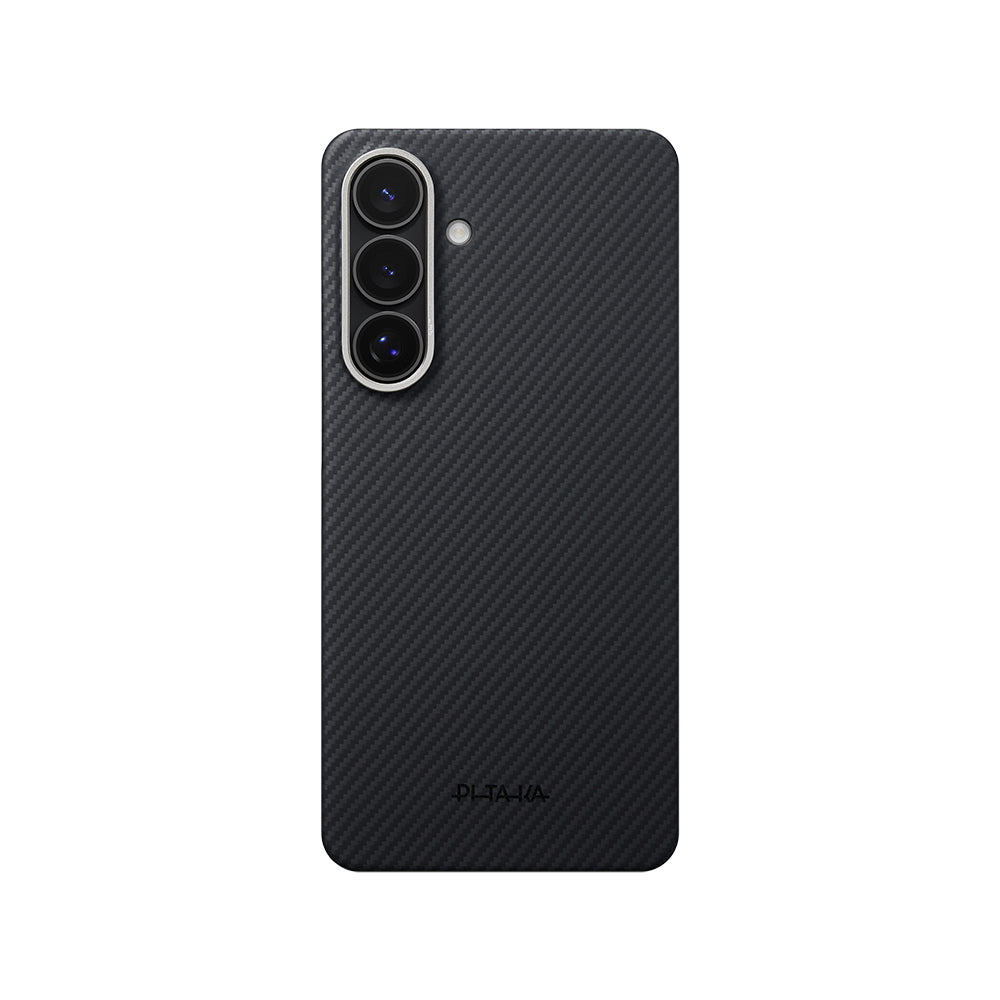 Galaxy S26 Plus Kılıf M-safe Şarj Özellikli 600D Aramid Karbon Fiber Pitaka Edge Serisi Black-Grey Twill Kapak