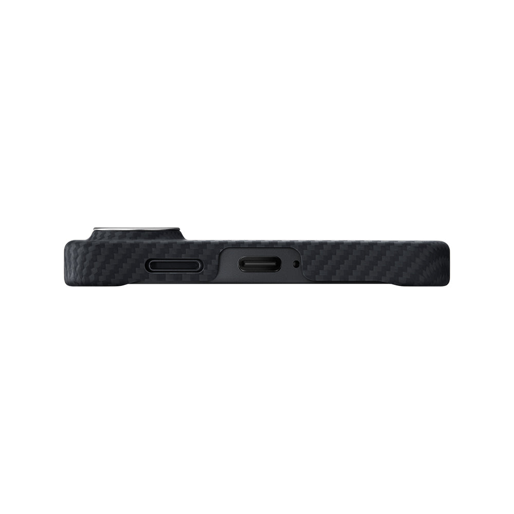 Galaxy S26 Plus Kılıf M-safe Şarj Özellikli 600D Aramid Karbon Fiber Pitaka Edge Serisi Black-Grey Twill Kapak