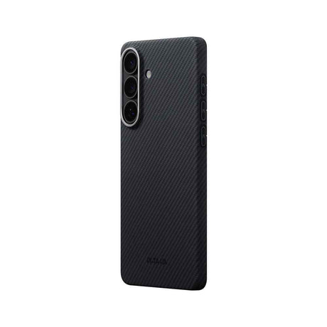 Galaxy S26 Plus Kılıf M-safe Şarj Özellikli 600D Aramid Karbon Fiber Pitaka Edge Serisi Black-Grey Twill Kapak