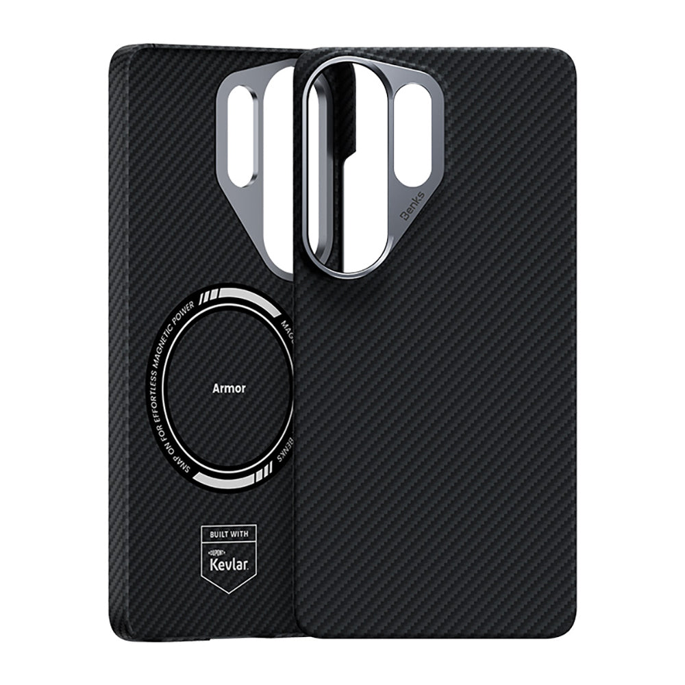 Galaxy S26 Ultra Kılıf Benks M-safe Şarj Özellikli Magnetik ArmorAir 600D Kevlar Karbon Fiber Kapak