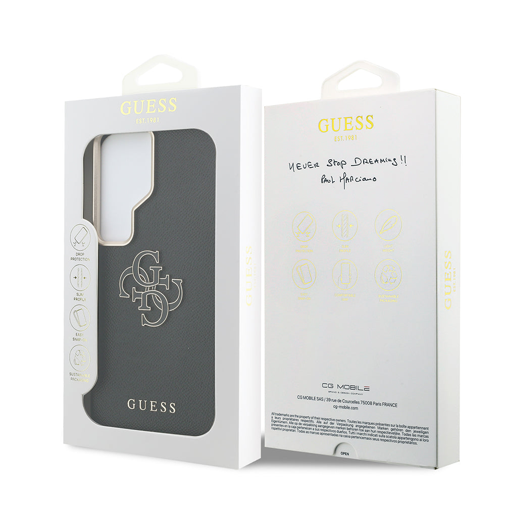 Galaxy S26 Ultra Kılıf Guess Orjinal Lisanslı Grained Yazı ve 4G Büyük Metal Logolu Kapak