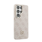Galaxy S26 Ultra Kılıf Guess Orjinal Lisanslı M-safe Şarj Özellikli Gold Metal Kamera Çerçeveli Taşlı 4G Logolu Kapak
