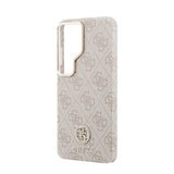 Galaxy S26 Ultra Kılıf Guess Orjinal Lisanslı M-safe Şarj Özellikli Gold Metal Kamera Çerçeveli Taşlı 4G Logolu Kapak