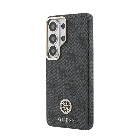 Galaxy S26 Ultra Kılıf Guess Orjinal Lisanslı M-safe Şarj Özellikli Gold Metal Kamera Çerçeveli Taşlı 4G Logolu Kapak