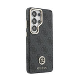 Galaxy S26 Ultra Kılıf Guess Orjinal Lisanslı M-safe Şarj Özellikli Gold Metal Kamera Çerçeveli Taşlı 4G Logolu Kapak