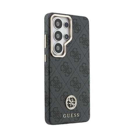Galaxy S26 Ultra Kılıf Guess Orjinal Lisanslı M-safe Şarj Özellikli Gold Metal Kamera Çerçeveli Taşlı 4G Logolu Kapak