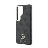 Galaxy S26 Ultra Kılıf Guess Orjinal Lisanslı M-safe Şarj Özellikli Gold Metal Kamera Çerçeveli Taşlı 4G Logolu Kapak