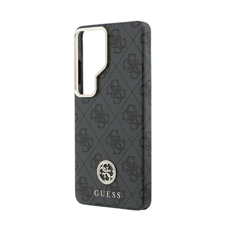 Galaxy S26 Ultra Kılıf Guess Orjinal Lisanslı M-safe Şarj Özellikli Gold Metal Kamera Çerçeveli Taşlı 4G Logolu Kapak