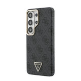 Galaxy S26 Ultra Kılıf Guess Orjinal Lisanslı M-safe Şarj Özellikli Gold Metal Kamera Çerçeveli Taşlı Üçgen Logo 4G Desenli Kapak