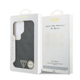 Galaxy S26 Ultra Kılıf Guess Orjinal Lisanslı M-safe Şarj Özellikli Gold Metal Kamera Çerçeveli Taşlı Üçgen Logo 4G Desenli Kapak