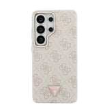 Galaxy S26 Ultra Kılıf Guess Orjinal Lisanslı M-safe Şarj Özellikli Gold Metal Kamera Çerçeveli Taşlı Üçgen Logo 4G Desenli Kapak
