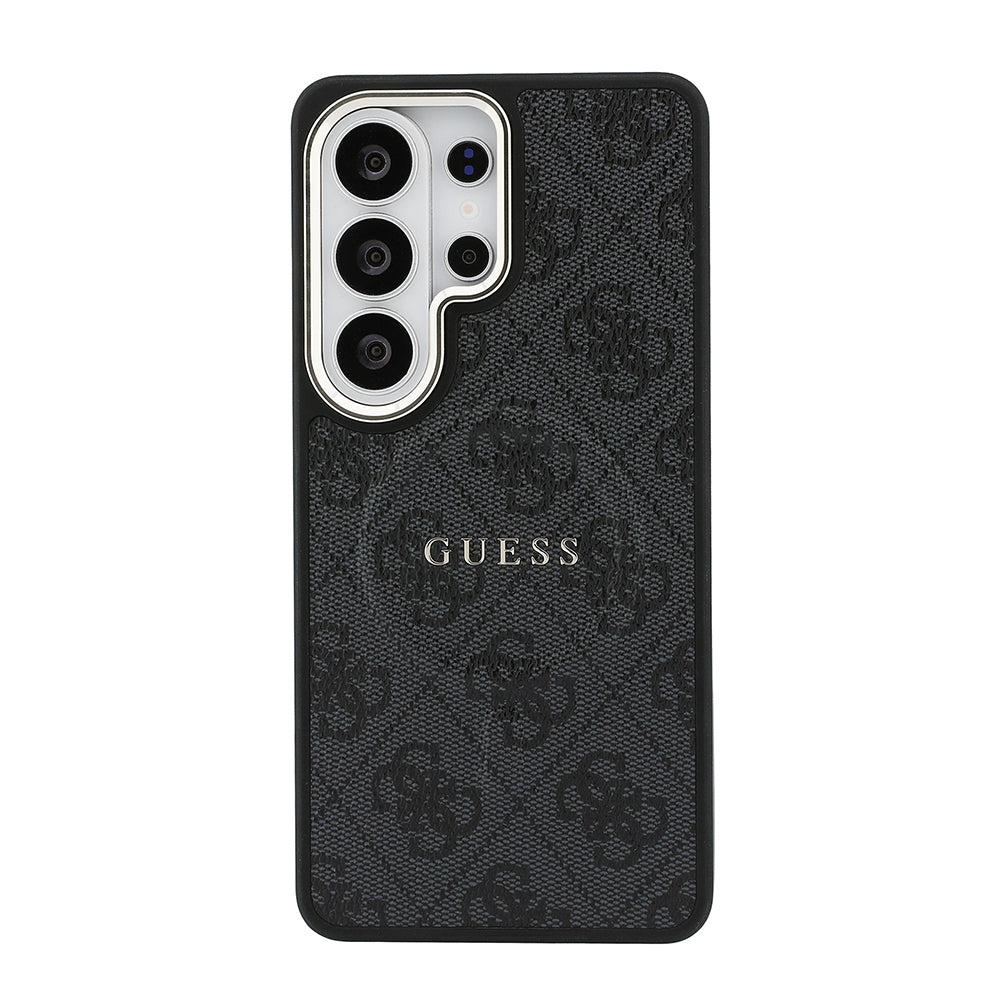 Galaxy S26 Ultra Kılıf Guess Orjinal Lisanslı M-safe Şarj Özellikli Metal Kamera Çerçeveli PU Deri 4G Desenli Yazı Logolu Kapak