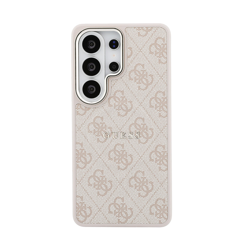 Galaxy S26 Ultra Kılıf Guess Orjinal Lisanslı M-safe Şarj Özellikli Metal Kamera Çerçeveli PU Deri 4G Desenli Yazı Logolu Kapak