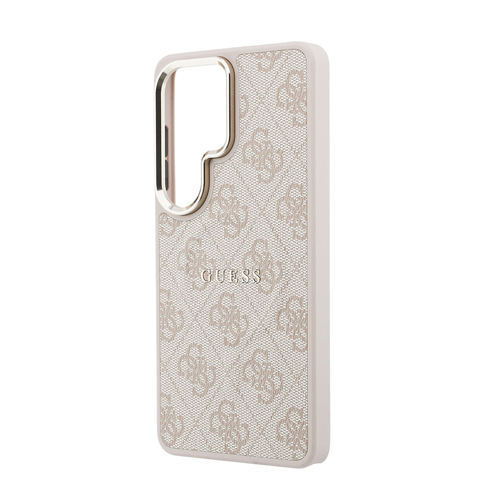 Galaxy S26 Ultra Kılıf Guess Orjinal Lisanslı M-safe Şarj Özellikli Metal Kamera Çerçeveli PU Deri 4G Desenli Yazı Logolu Kapak
