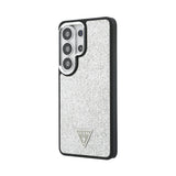 Galaxy S26 Ultra Kılıf Guess Orjinal Lisanslı M-safe Şarj Özellikli Metal Kamera Çerçeveli Üçgen Logolu Glitter Kapak