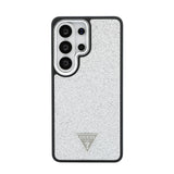 Galaxy S26 Ultra Kılıf Guess Orjinal Lisanslı M-safe Şarj Özellikli Metal Kamera Çerçeveli Üçgen Logolu Glitter Kapak