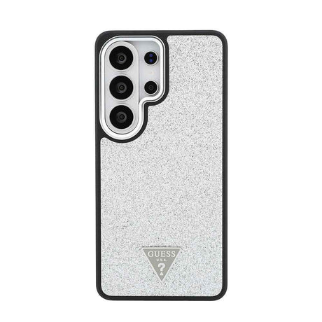Galaxy S26 Ultra Kılıf Guess Orjinal Lisanslı M-safe Şarj Özellikli Metal Kamera Çerçeveli Üçgen Logolu Glitter Kapak