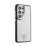 Galaxy S26 Ultra Kılıf Guess Orjinal Lisanslı M-safe Şarj Özellikli Metal Kamera Çerçeveli Üçgen Logolu Glitter Kapak