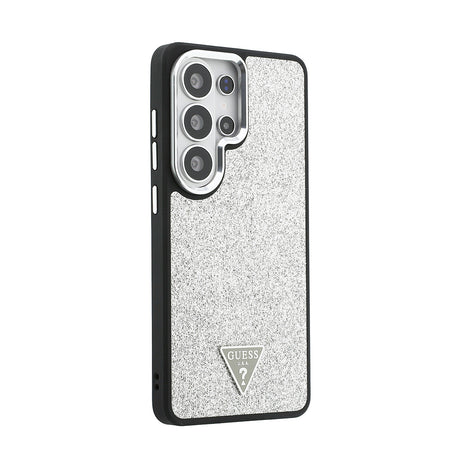 Galaxy S26 Ultra Kılıf Guess Orjinal Lisanslı M-safe Şarj Özellikli Metal Kamera Çerçeveli Üçgen Logolu Glitter Kapak