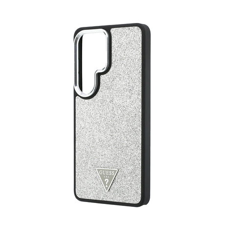 Galaxy S26 Ultra Kılıf Guess Orjinal Lisanslı M-safe Şarj Özellikli Metal Kamera Çerçeveli Üçgen Logolu Glitter Kapak