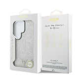 Galaxy S26 Ultra Kılıf Guess Orjinal Lisanslı M-safe Şarj Özellikli Metal Kamera Çerçeveli Üçgen Logolu Glitter Kapak
