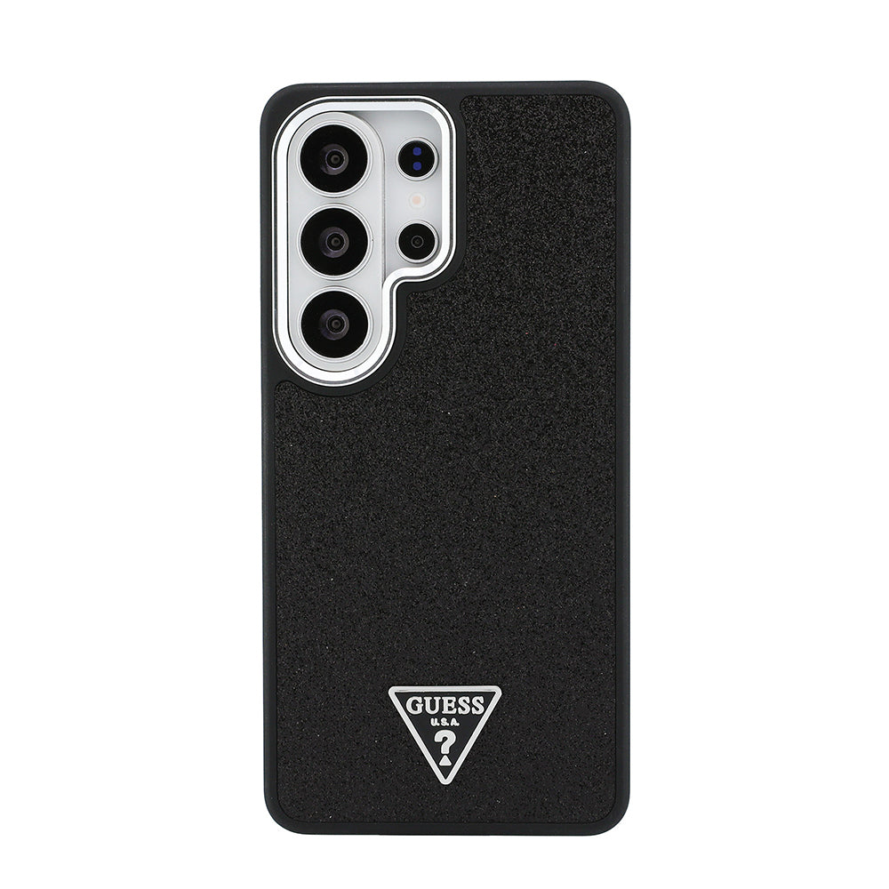 Galaxy S26 Ultra Kılıf Guess Orjinal Lisanslı M-safe Şarj Özellikli Metal Kamera Çerçeveli Üçgen Logolu Glitter Kapak