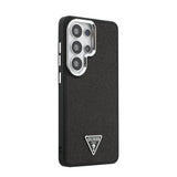 Galaxy S26 Ultra Kılıf Guess Orjinal Lisanslı M-safe Şarj Özellikli Metal Kamera Çerçeveli Üçgen Logolu Glitter Kapak