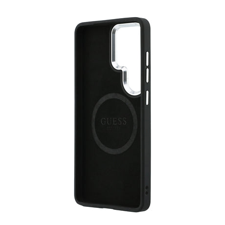 Galaxy S26 Ultra Kılıf Guess Orjinal Lisanslı M-safe Şarj Özellikli Metal Kamera Çerçeveli Üçgen Logolu Glitter Kapak