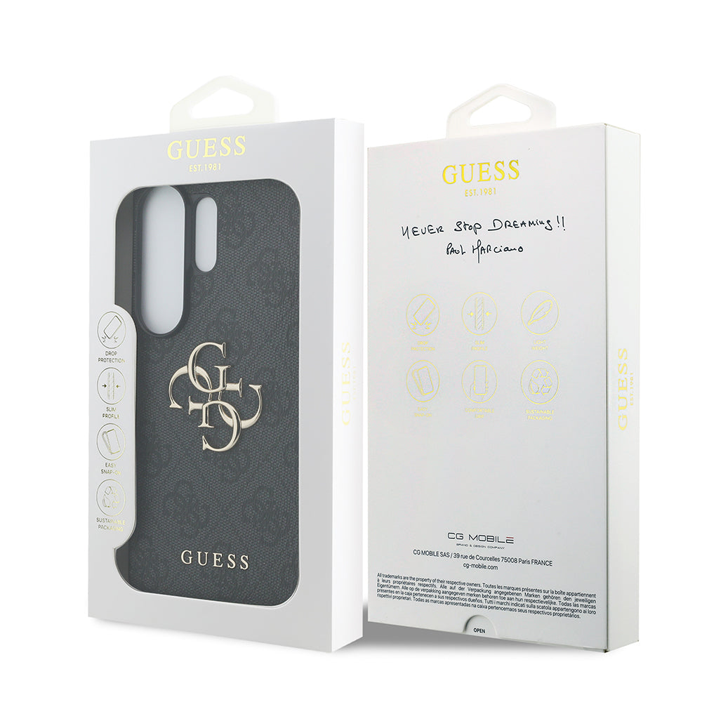 Galaxy S26 Ultra Kılıf Guess Orjinal Lisanslı PU Deri Büyük Metal Logo Dizaynlı Kapak