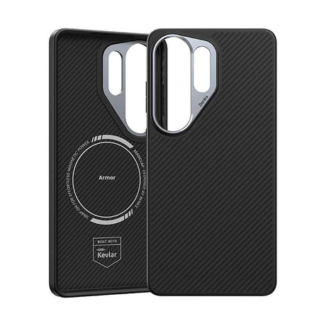 Galaxy S26 Ultra Kılıf Karbon Fiber M-safe Şarj Özellikli Benks Hybrid ArmorPro 600D Kevlar Kapak