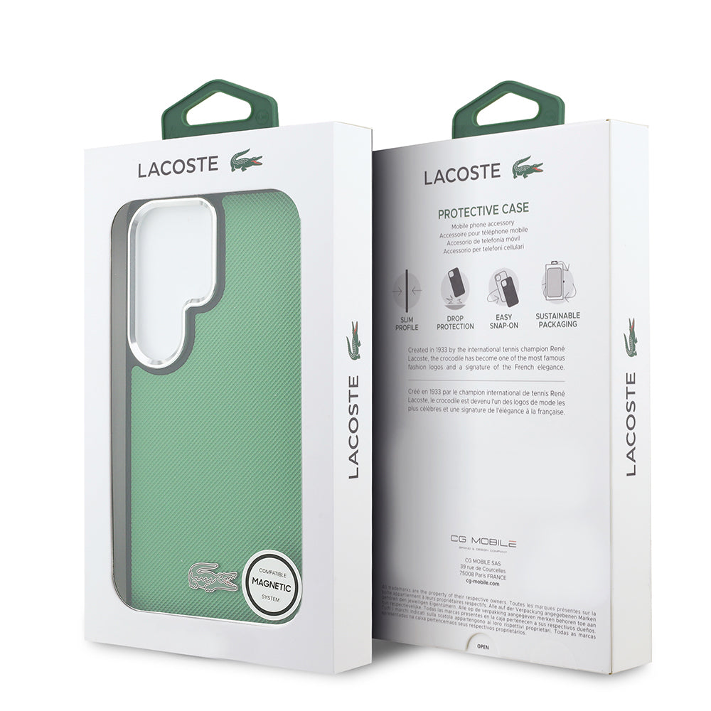 Galaxy S26 Ultra Kılıf Lacoste Orjinal Lisanslı PU Pike Desenli Arka Yüzey İkonik Timsah Metal Logolu Kapak