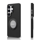 Galaxy S26 Ultra Kılıf M-safe Şarj Özellikli 360° Standlı Basit Mat Deri Desenli Youngkit Tech Leather Serisi Kapak