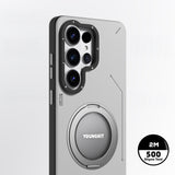 Galaxy S26 Ultra Kılıf M-safe Şarj Özellikli 360° Standlı Basit Mat Deri Desenli Youngkit Tech Leather Serisi Kapak
