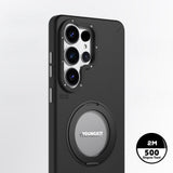 Galaxy S26 Ultra Kılıf M-safe Şarj Özellikli 360° Standlı Basit Mat Deri Desenli Youngkit Tech Leather Serisi Kapak