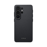 Galaxy S26 Ultra Kılıf M-safe Şarj Özellikli 600D Aramid Karbon Fiber Pitaka Cairn Serisi Black-Grey Twill Kapak