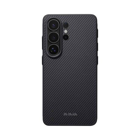 Galaxy S26 Ultra Kılıf M-safe Şarj Özellikli 600D Aramid Karbon Fiber Pitaka Cairn Serisi Black-Grey Twill Kapak