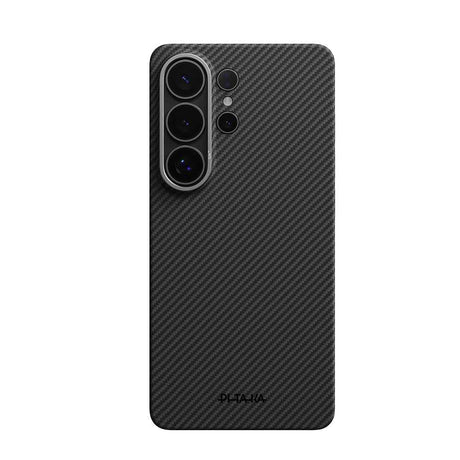 Galaxy S26 Ultra Kılıf M-safe Şarj Özellikli 600D Aramid Karbon Fiber Pitaka Ultra-Slim Classic Serisi Black-Grey Twill Kapak