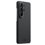 Galaxy S26 Ultra Kılıf M-safe Şarj Özellikli 600D Aramid Karbon Fiber Pitaka Ultra-Slim Classic Serisi Black-Grey Twill Kapak