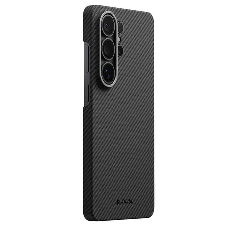 Galaxy S26 Ultra Kılıf M-safe Şarj Özellikli 600D Aramid Karbon Fiber Pitaka Ultra-Slim Classic Serisi Black-Grey Twill Kapak