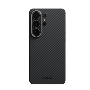 Galaxy S26 Ultra Kılıf M-safe Şarj Özellikli 600D Aramid Karbon Fiber Pitaka Ultra-Slim Classic Serisi Black-Grey Twill Kapak