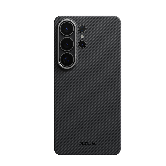 Galaxy S26 Ultra Kılıf M-safe Şarj Özellikli 600D Aramid Karbon Fiber Pitaka Ultra-Slim Classic Serisi Black-Grey Twill Kapak