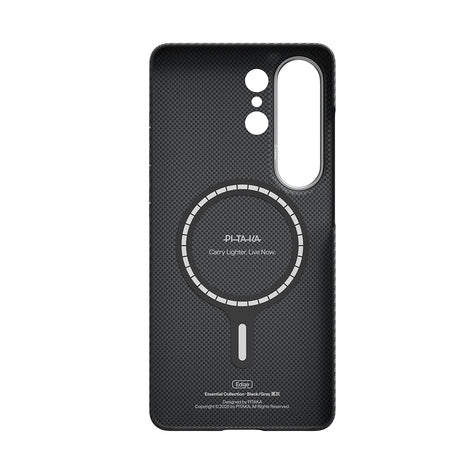 Galaxy S26 Ultra Kılıf M-safe Şarj Özellikli 600D Aramid Karbon Fiber Pitaka Ultra-Slim Classic Serisi Black-Grey Twill Kapak